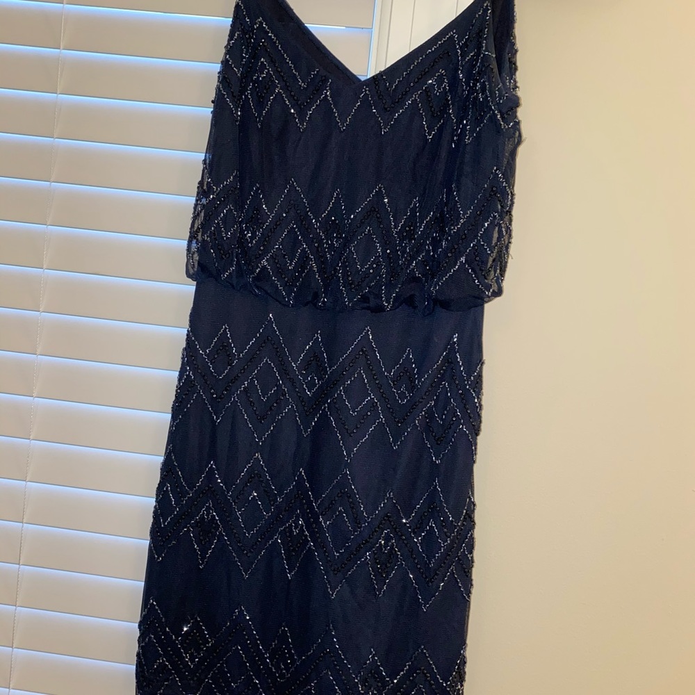 Navy blue beaded mini dress